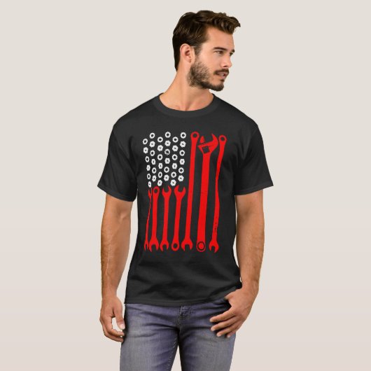 Mechanic US Flag Tuning Car  Repairing Mechanic Ca T-shirt (Voorkant volledig)