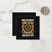 Mechanic Using A High School Diploma Notitiekaartje (Voorkant / Achterkant in situ)
