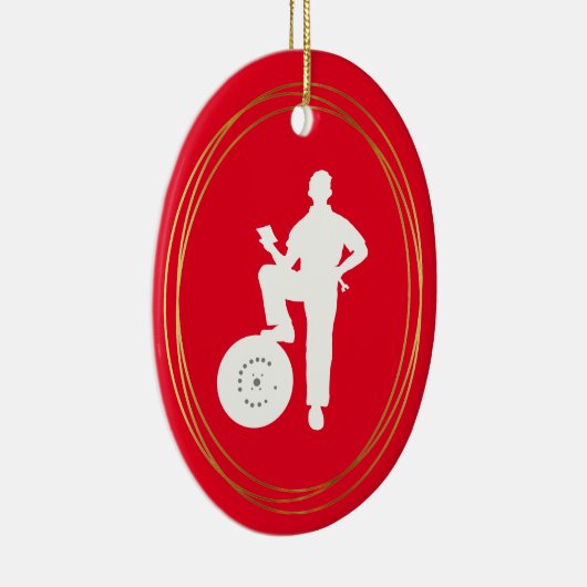 Mechanic White Silhouette-kerstversiering Keramisch Ornament (Rechts)