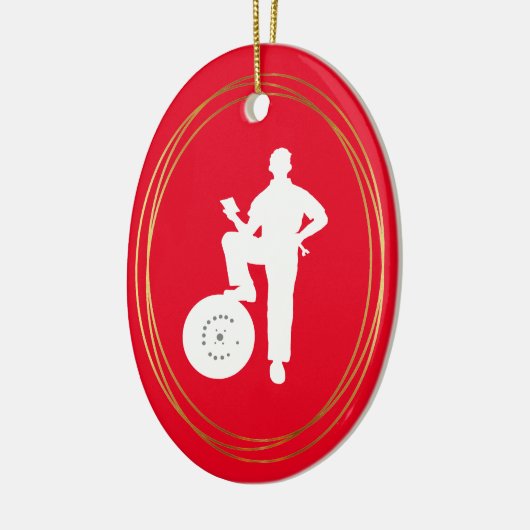 Mechanic White Silhouette-kerstversiering Keramisch Ornament (Links)