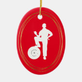 Mechanic White Silhouette-kerstversiering Keramisch Ornament (Voorkant)