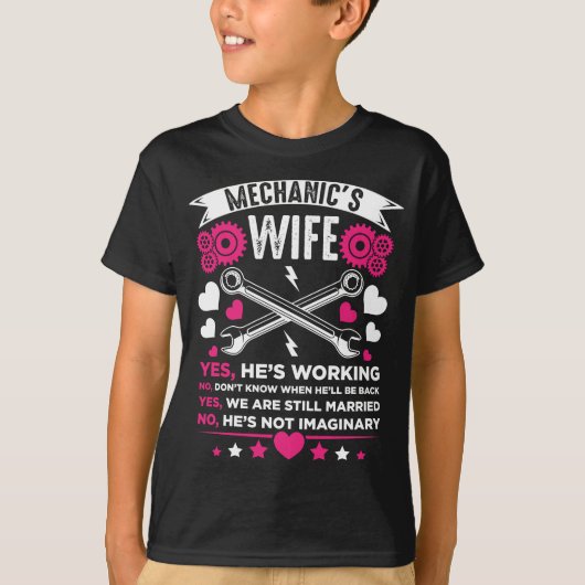 Mechanic Wife Vriendin Husband Weddenschap T-shirt (Voorkant)