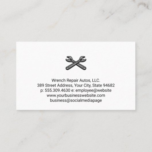 Mechanic Working on Engine | Car Repairman Visitekaartje (Achterkant)