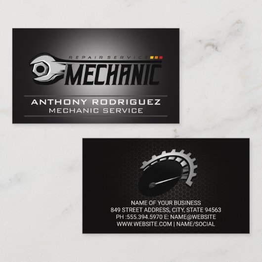 Mechanic Wrench | Car Repair Fix Visitekaartje (Voorkant / Achterkant)