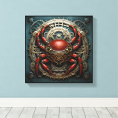 "Mechanica Astralis: Cancer" – Steampunk Zodiac Ca Canvas Afdruk (Insitu (Houten vloer))