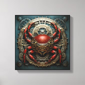 "Mechanica Astralis: Cancer" – Steampunk Zodiac Ca Canvas Afdruk (Voorkant)