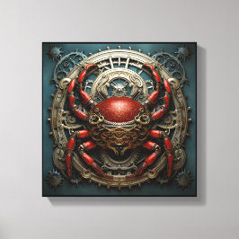 "Mechanica Astralis: Cancer" – Steampunk Zodiac Ca Canvas Afdruk