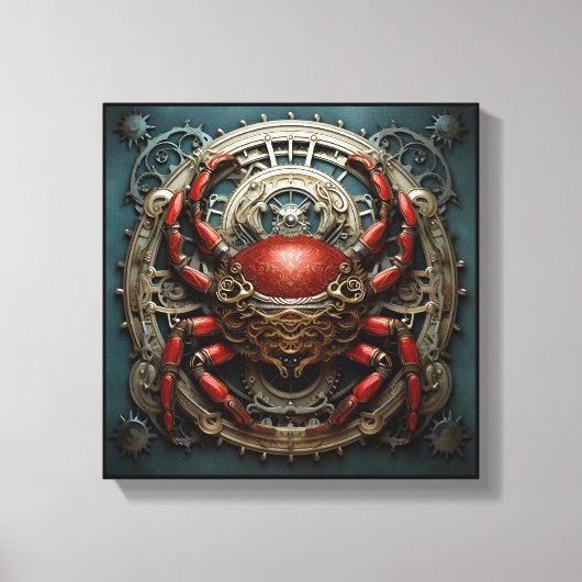 "Mechanica Astralis: Cancer" – Steampunk Zodiac Ca Canvas Afdruk (Voorkant)