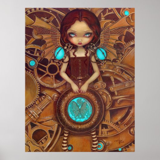 Mechanical Angel I steampunk fairy Art Print (Voorkant)