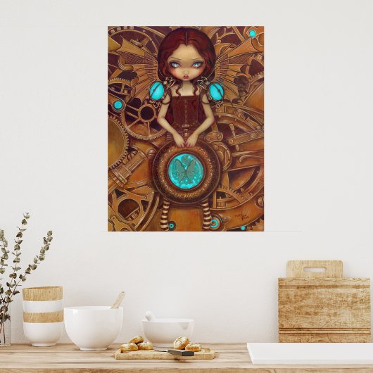Mechanical Angel I steampunk fairy Art Print (Keuken)