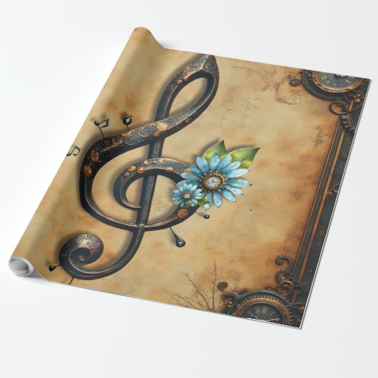 Mechanical clef cadeaupapier (Uitgerold)