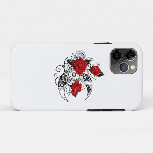 Mechanical Crescent with Red Roses Case-Mate iPhone Case (Achterkant (horizontaal))