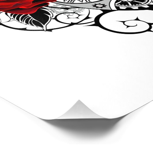 Mechanical Crescent with Red Roses Foto Afdruk (Hoek)