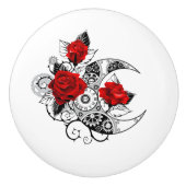 Mechanical Crescent with Red Roses Keramische Knop (Voorkant)