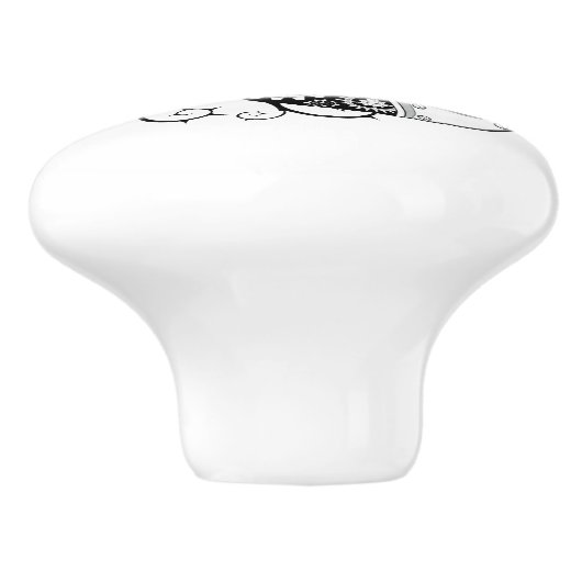 Mechanical Crescent with Red Roses Keramische Knop (Zijkant)