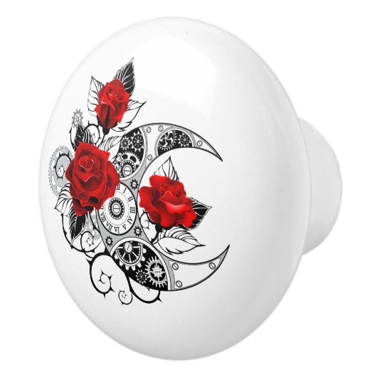 Mechanical Crescent with Red Roses Keramische Knop (Rechts)