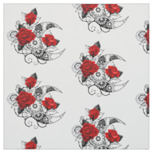 Mechanical Crescent with Red Roses Stof