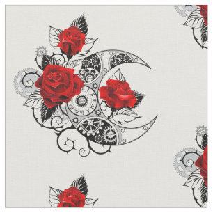 Mechanical Crescent with Red Roses Stof