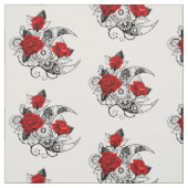 Mechanical Crescent with Red Roses Stof (Swatch)