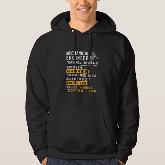 Mechanical Engineer Definitie Grappige Baan Hoodie (Voorkant)