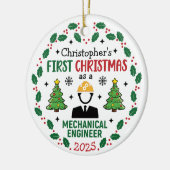 Mechanical Engineer Eerste Kerstdag Gepersonalisee Keramisch Ornament (Links)