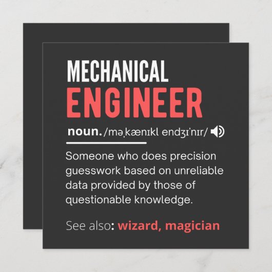 Mechanical ENGINEER Kaart (Voorkant / Achterkant)