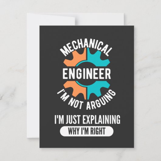 Mechanical Engineer, Mechanical Engineering Bedankkaart (Voorkant)
