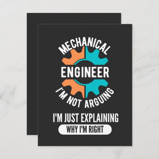 Mechanical Engineer, Mechanical Engineering Bedankkaart (Voorkant / Achterkant)