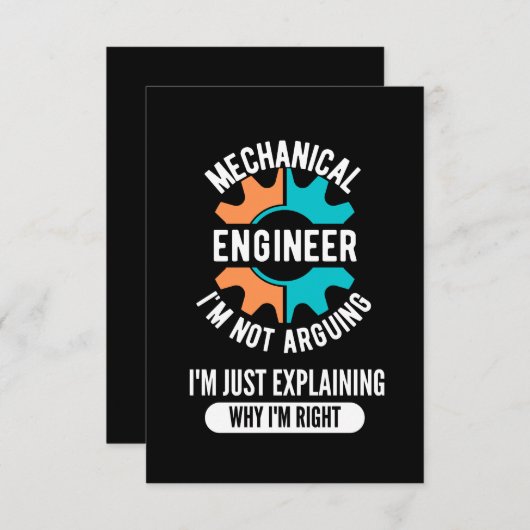 Mechanical Engineer, Mechanical Engineering Notitiekaartje (Voorkant / Achterkant)