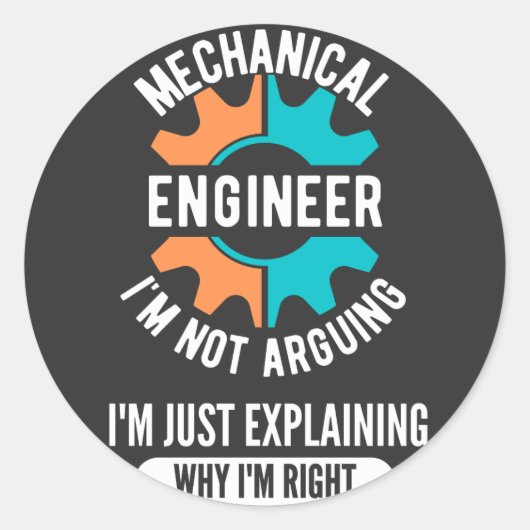 Mechanical Engineer, Mechanical Engineering Ronde Sticker (Voorkant)
