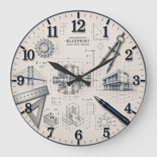  Mechanical Engineer STEM Office & Workshop Decor Grote Klok (Voorkant)