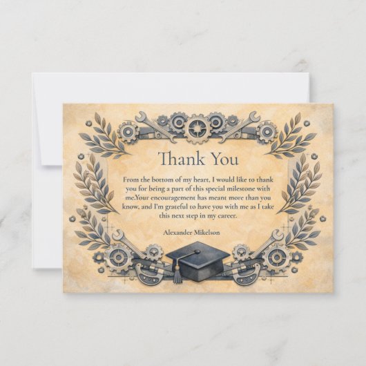 Mechanical Engineering Degree Graduation Bedankkaart (Voorkant)
