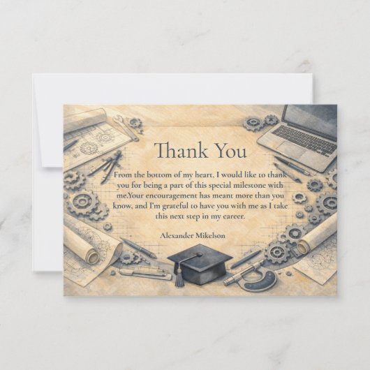 Mechanical Engineering Graduation Party Bedankkaart (Voorkant)