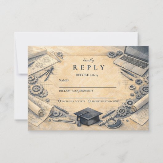 Mechanical Engineering Graduation Party RSVP Kaartje (Voorkant)