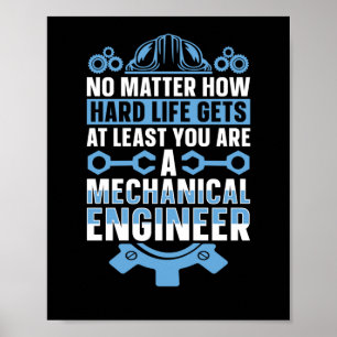 Mechanical Engineering No Hoe Hard Engineer Sticke Poster