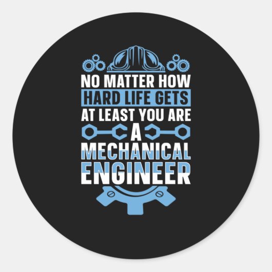 Mechanical Engineering No Hoe Hard Engineer Sticke Ronde Sticker (Voorkant)