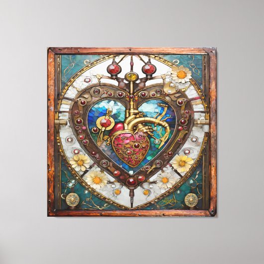 Mechanical Heart Anatomical Steampunk Series Canvas Afdruk (Voorkant)