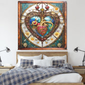 Mechanical Heart Anatomical Steampunk Series Canvas Afdruk (Insitu (Slaapkamer))