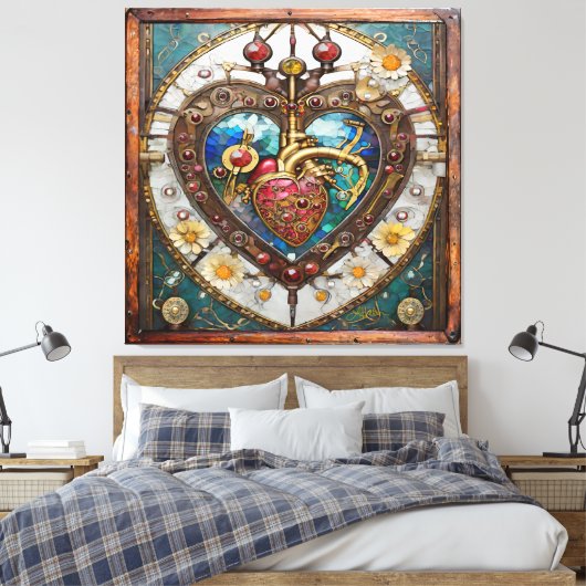 Mechanical Heart Anatomical Steampunk Series Canvas Afdruk (Insitu (Slaapkamer))