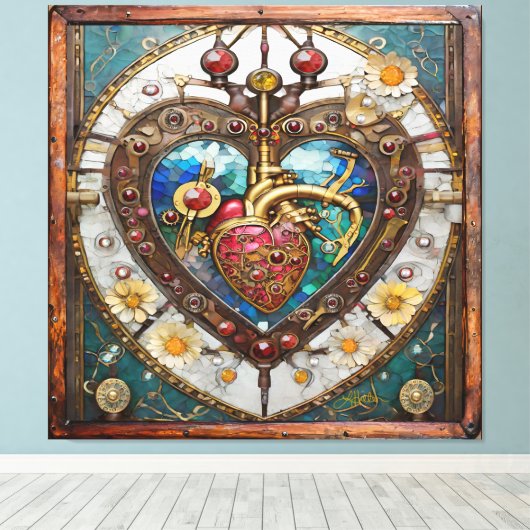 Mechanical Heart Anatomical Steampunk Series Canvas Afdruk (Insitu (Houten vloer))