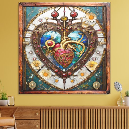 Mechanical Heart Anatomical Steampunk Series Canvas Afdruk (Insitu (Woonkamer))