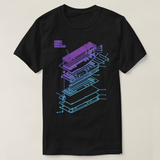 Mechanical Keyboard Patent Drawing Graphic Design T-shirt (Design voorkant)