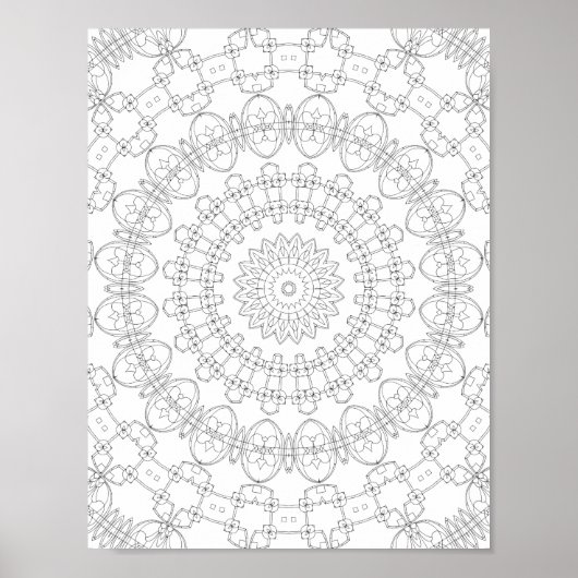 Mechanical Petal Rings Coloring Page Pattern Art Poster (Voorkant)