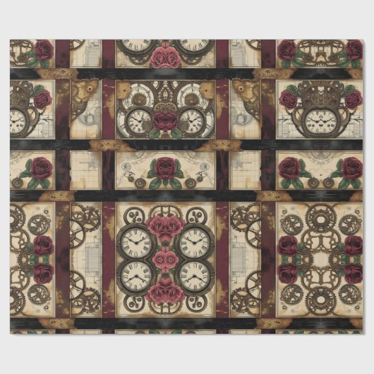 Mechanical Steampunk Wrapping Paper Cadeaupapier (Vlak)