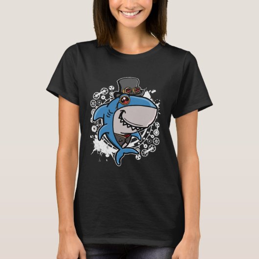 Mechanical Victorian Steampunk Shark T-shirt (Voorkant)