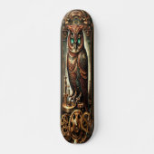 "Mechanical Wisdom: Victoriaans Steampunk Uil Persoonlijk Skateboard (Voorkant)