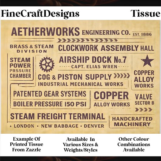 Mechanical Works Factory Typography FA6 Decoupage Tissuepapier