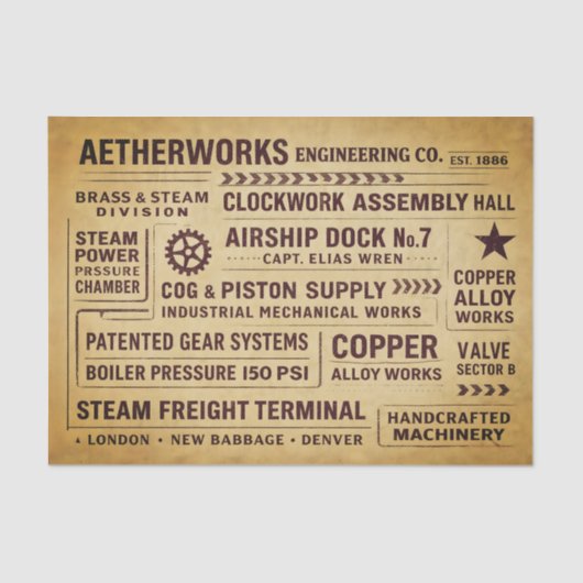 Mechanical Works Factory Typography FA7 Decoupage Tissuepapier (Voorkant)