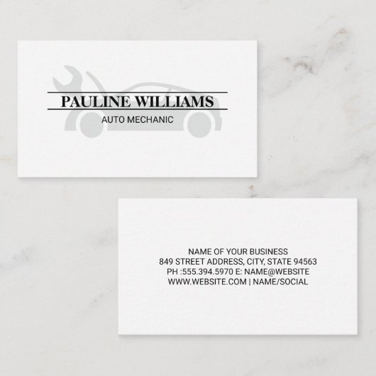 Mechanicien | Ingenieur | Auto Fix Logo Visitekaartje (Voorkant / Achterkant)