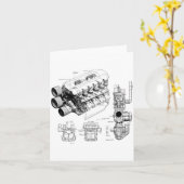 Mechanics Car Enthusiast Men Engine Eces  Kaart (Gele Bloem)